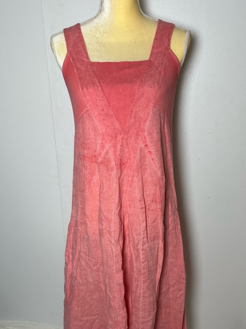 Inizio Made in Italy 100% Linen Sleeveless Midi Dress - Pink/Coral - Size M - Picture 4 of 8